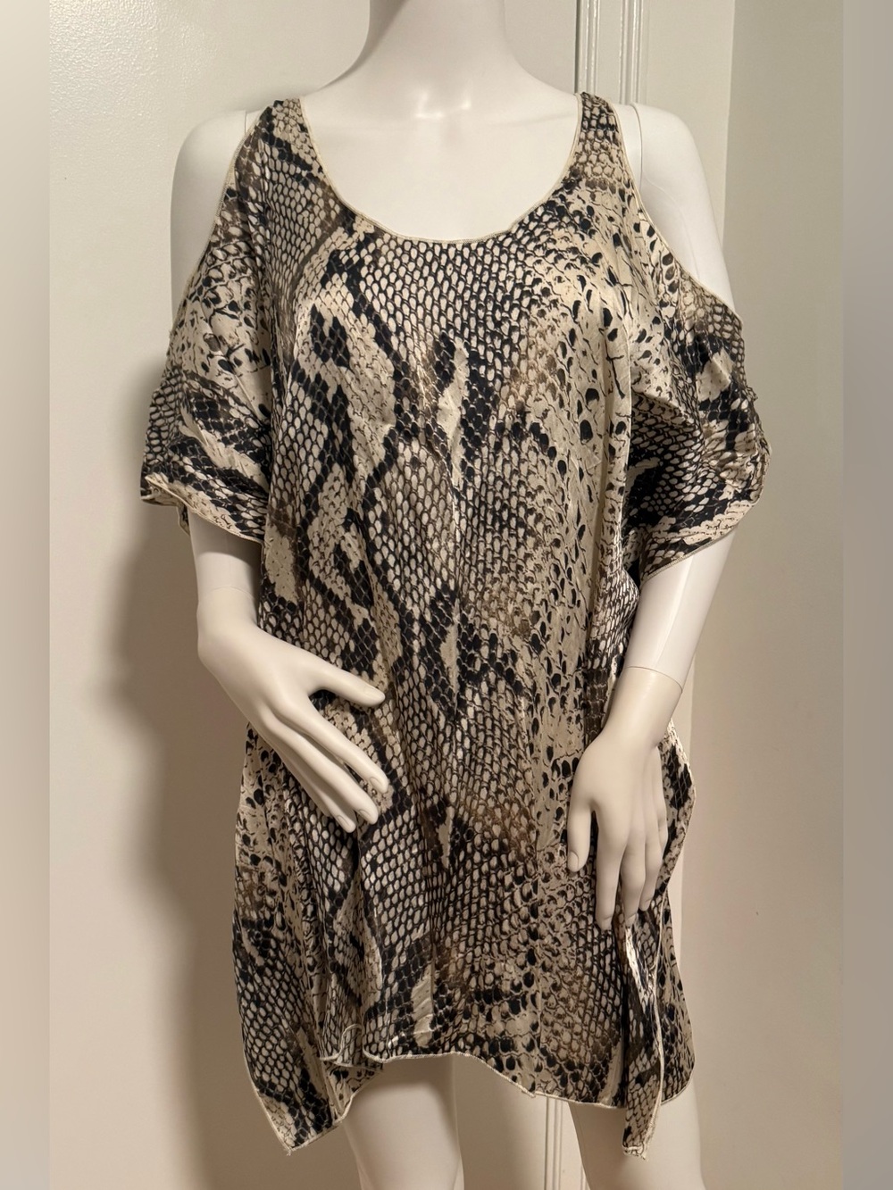 Vintage Blu Moon Snake Print Cold-Shoulder Tunic Dress size 1 (S)